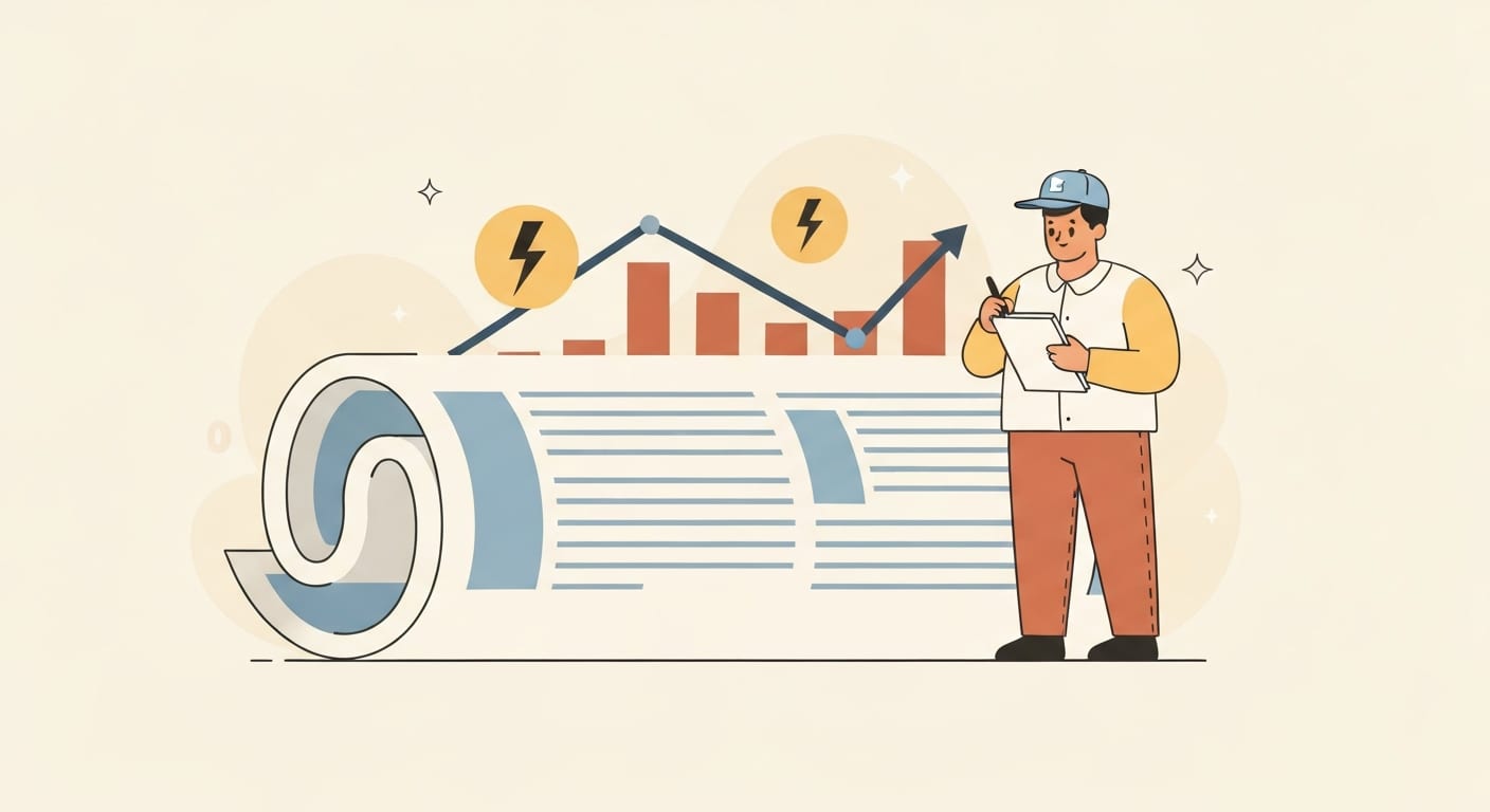 Εξελίξεις αγοράς ρεύματος — journalist με rolled newspaper illustration