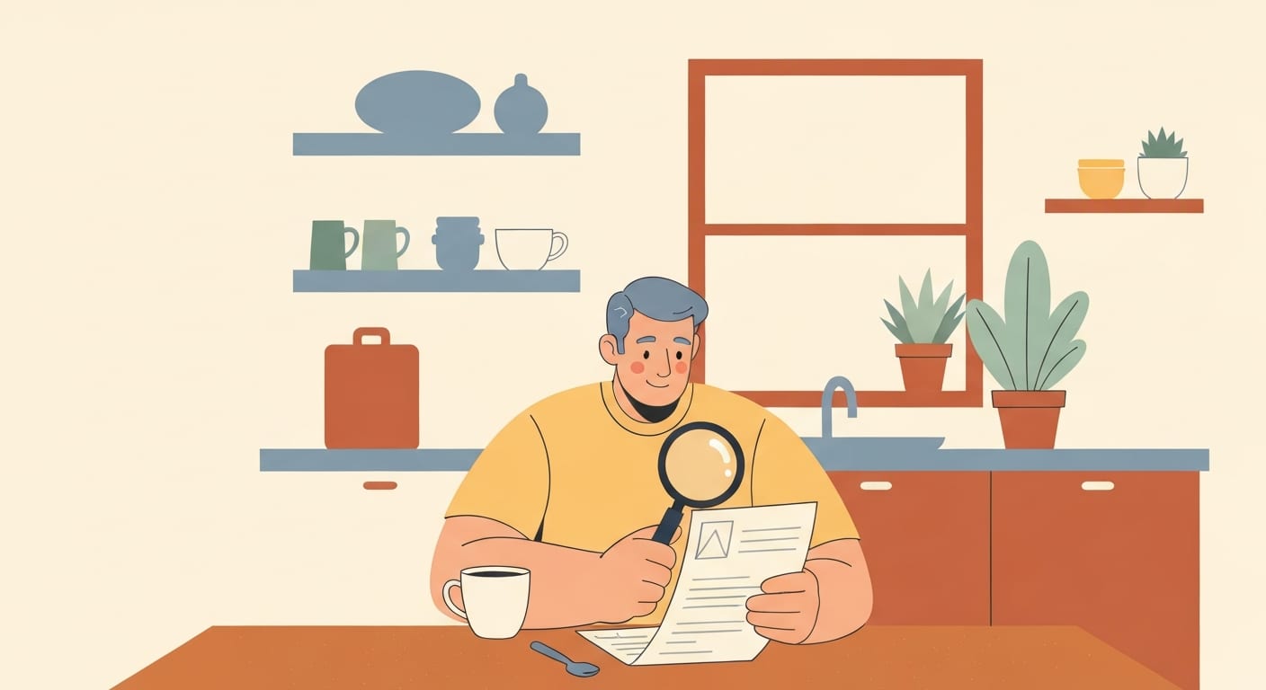 Πώς διαβάζεις λογαριασμό ρεύματος — άντρας με magnifying glass