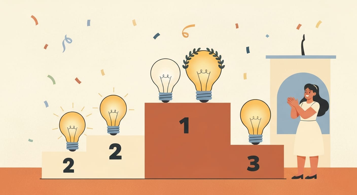 Top 5 φθηνότερα τιμολόγια ρεύματος — podium με lightbulbs